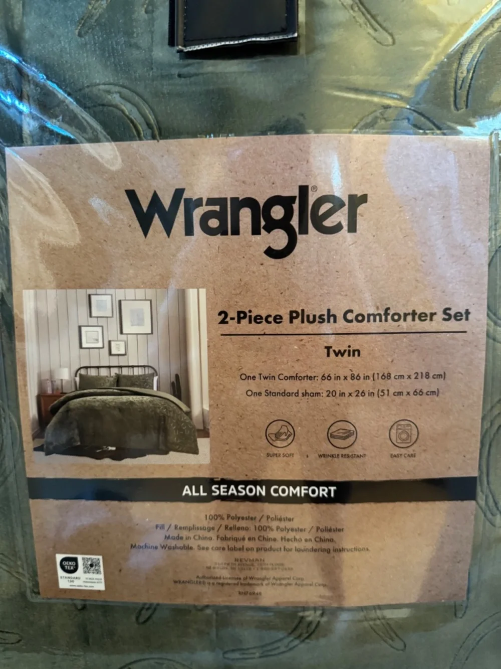 Wrangler Twin Plush Comforter Set Horseshoe Green 2 Pc NWT